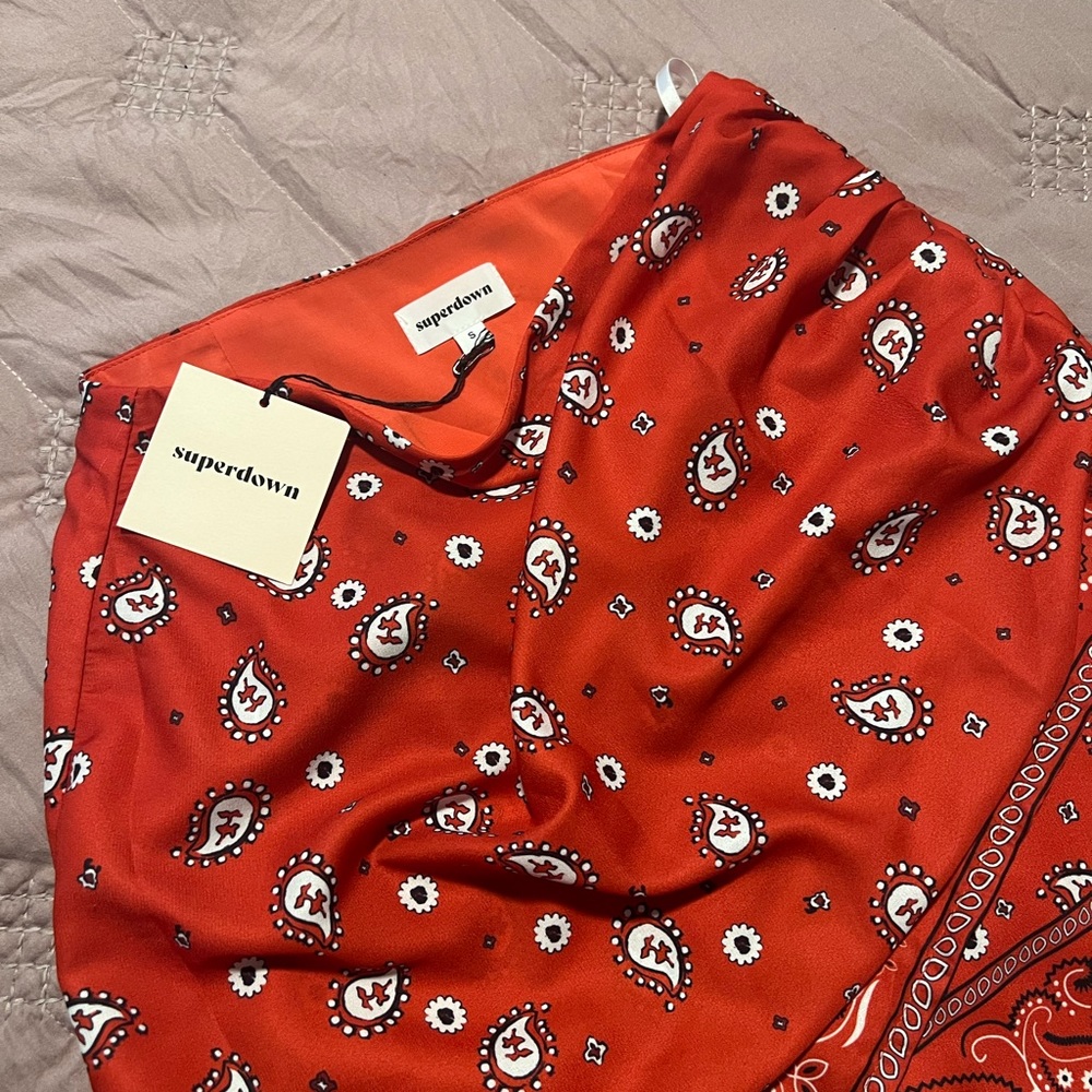 Superdown Darby Red Bandana Mini Skirt